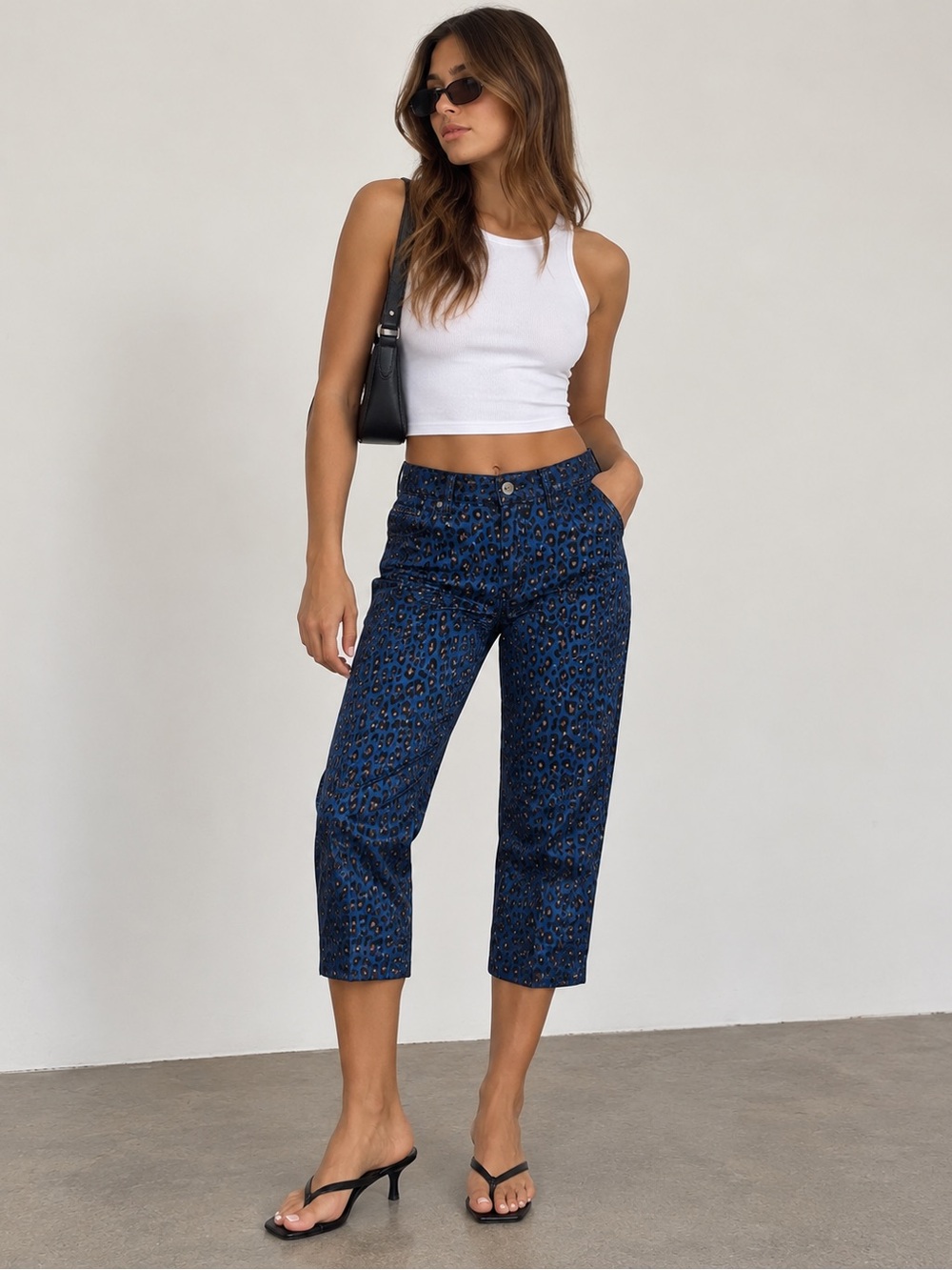 Banana Republic Blue Animal Print Capri Pant